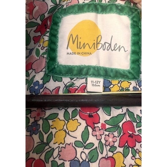 MINI BODEN SHERPA FLEECE VEST Girls Size 11-12Y Hooded Floral Lining Full Zip - Picture 8 of 9